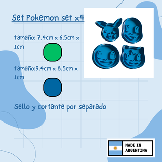 biscuit coupeurs Pokémon x4 2 ensembles coupeur Pikachu visage mignonne ensemble 3d print model - Mito3D
