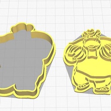 biscoito cortadores russo desenho animado nu adivinha cortador lebre Lobo hipopótamo robô 3d print model - Mito3D