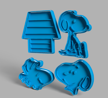 cookie cutters snoopy x4 cutter kawaii face cute set 3d print model - Mito3D