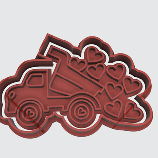 cookie fondant cutters love hearts truck cutter cookies cookie fondant van love hearts  3d print model - Mito3D