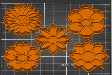 biscoito fundente cortadores conjunto 5 flores kit 1 3d print model - Mito3D