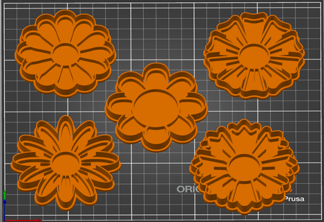 biscoito fundente cortadores conjunto 5 flores kit 2 3d print model - Mito3D