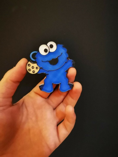 biscuit monstre porte clés aimant sésame rue elmo gamins enfants dessin animé muppets 3d print model - Mito3D