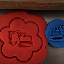 cookie francobollo + taglierina escavatore scavatrice infornare cucina 3d print model - Mito3D