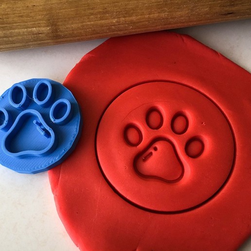 cookie stamp + cutter - paw bake kitchen 3D print model - Mito3D