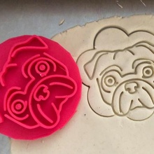 cookie stamp + cutter - pug dog 2 bake kitchen 3d print model - Mito3D