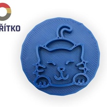 cookie stamp + cutter - sleeping cat bake kitchen 3d print model - Mito3D