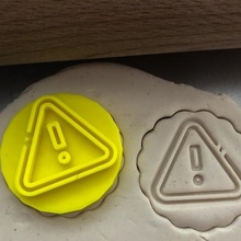 cookie stamp + cutter - traffic sign attention bake kitchen 3d print model - Mito3D