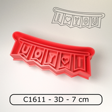 cookie stamp cortante galletitas sello - love banner banderin 3d print model - Mito3D