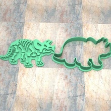 biscoito carimbo cortador massa fondan triceraptor 001 desenhos corte foca dinossauro 3d print model - Mito3D