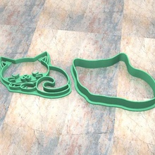 cookie stamp cutter cutterfondancat dough x 3 home fondan mass drawings sharp animal cat mammal cats 3d print model - Mito3D