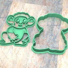 cookie Stempel cutter seal cookie-Teig fondanmono home fondan Masse Zeichnungen scharf monkey mona säugetier Banane monky 3d print model - Mito3D
