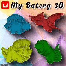 cookie cutter emporte-pi ce dinosauro casa dinosaurier dinosaure stegosauro triceratops theodactyl terodactyl tyrannosaure tyrannosaurus rex t-rex i la panetteria biscotti ausstecher kek mybakery3d my3d 3d print model - Mito3D