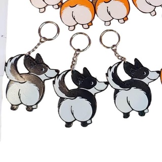 corgi cardigan porte clés épingle 3 guerriers coloré cœur pixel funart bicolore bilatéral chien pembroke gallois reine 3d print model - Mito3D