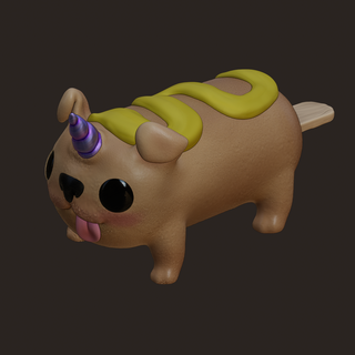 corndog icorn art chien Licorne corndogicorn grincheux mignonne jouet 3d print model - Mito3D