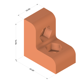 corner 2xm3 Tools м3 nut lug m3 3d print model - Mito3D