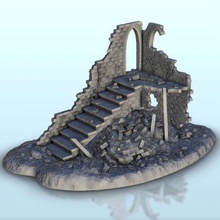 corner ruins stair 22 - flames war bolt action desertic modern warhammer architecture ww2 house thumbnails building scenery wargame figures game land games accessories 3d print model - Mito3D