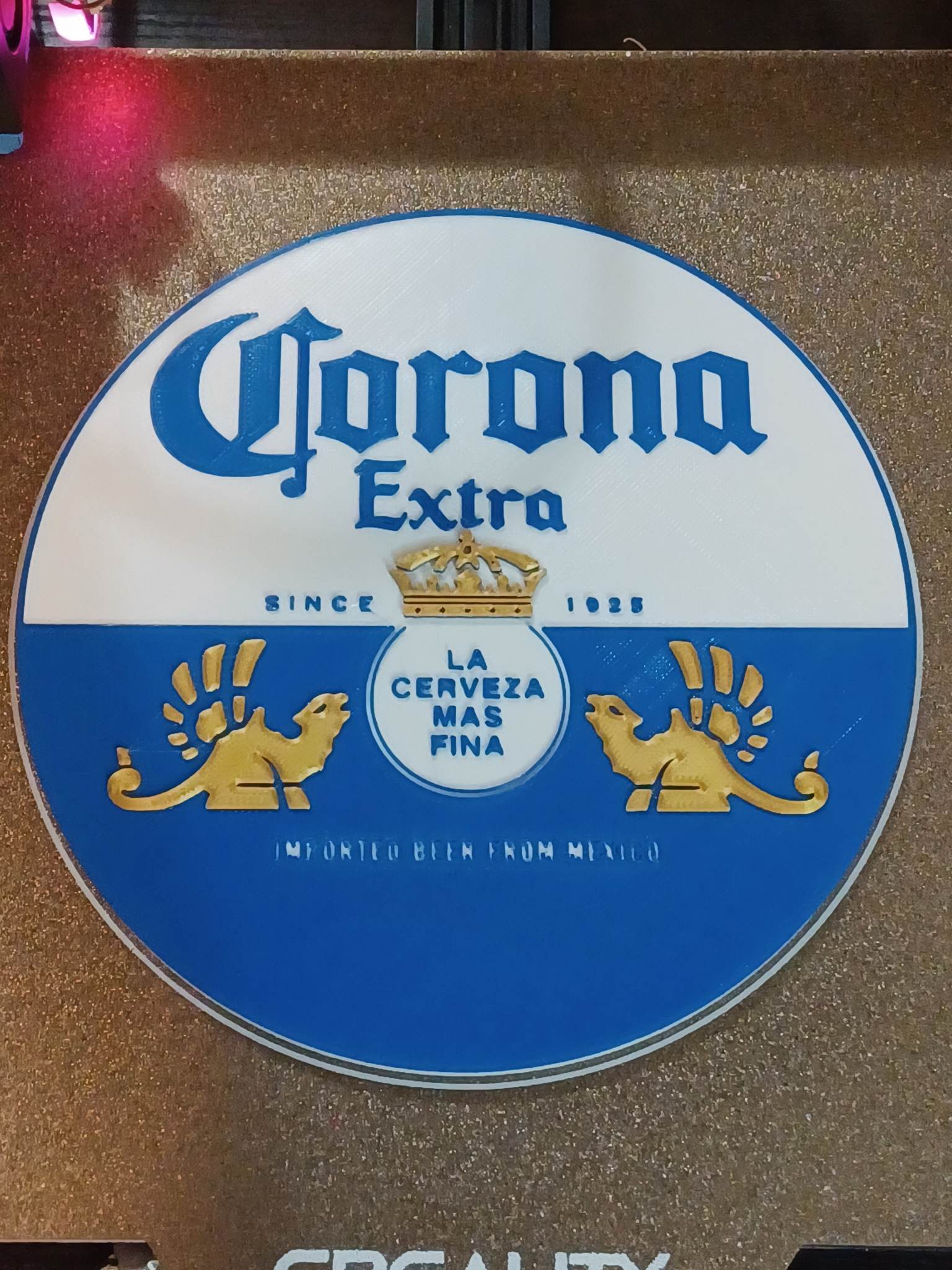 corona extra cerveza logo pared placa beber bar firmar mas fina elaborar hombre cavernas 3D print model - Mito3D