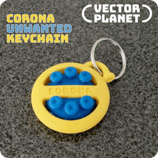 corona unwanted keychain gadget chain key covid 19 virus stop sign symbol 3dvscovid19 sars 3D print model - Mito3D