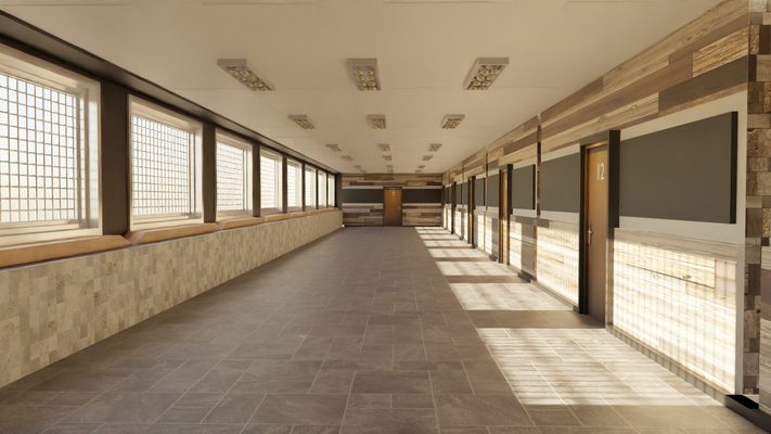 corridor hallway room hotel doors hotels hallways corridors door interior hall 3d print model - Mito3D