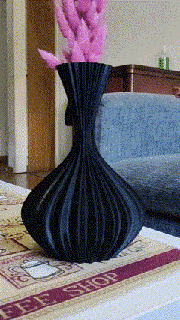 corrugated thin neck vase flowerpots delicate fine pot bottle 3d print model - Mito3D