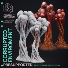 corrupted trees & eggs - 5 horror environment models mists change presupported 32mm scale 3d print model - Mito3D