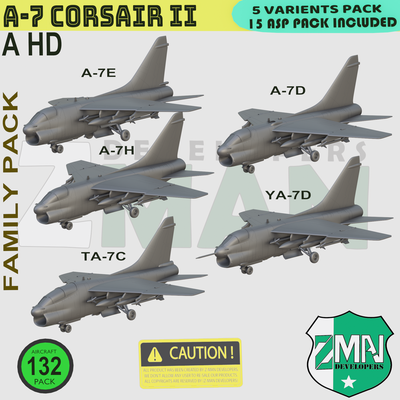 corsaiir a-7 ta-7 family pack v7 15 in 1 corsair ii a-7h a-7d a-7e a-7c fighter jet 200 resin sla fdm zmanora 3d print stl 144 72 87 3d print model - Mito3D
