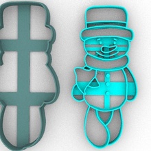 cortador galletas mu eco nieve- snowman cookie cutter stamp duende cortante navidad boneco neve 3d print model - Mito3D
