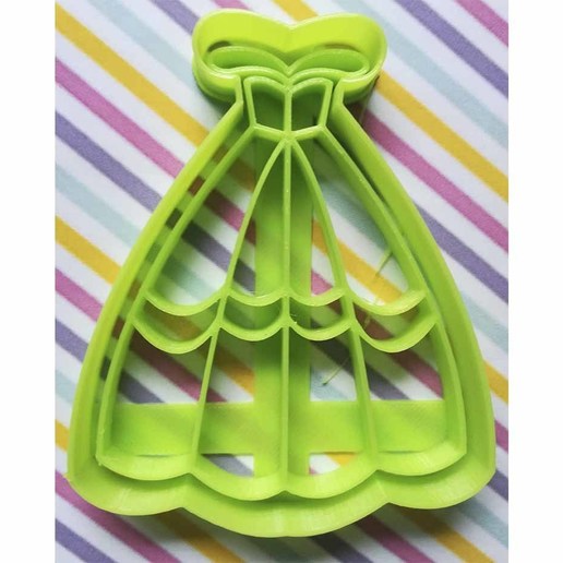 cortador galletas vestido de la princesa herramienta fondant galleta cortante 3D print model - Mito3D