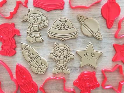 cortadores galletas astronautes cohete el espacio biscuit coupeurs cuisson cocina pastelier ovni Marciano saturno 3d print model - Mito3D