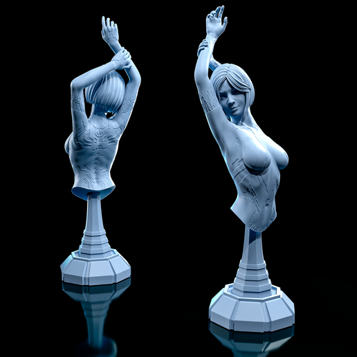 cortana fracasso arte aréola infinito mestre chefe estatueta fantasia sci fi tampo mesa mulher 3D print model - Mito3D