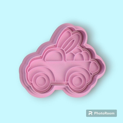 cortante camioneta de pascuas easter truck cookie cutter basket canasta huevo egg bunny conejo rabbit 3d print model - Mito3D