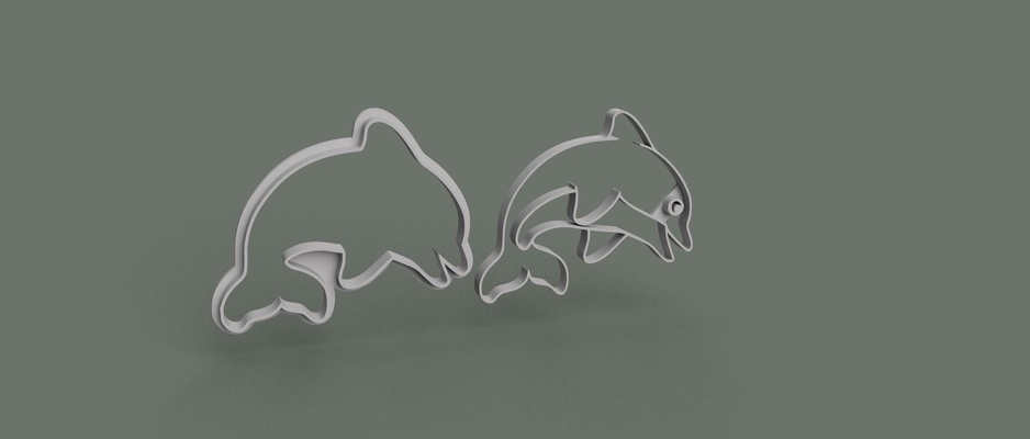 cortante delfin hayvan galletitas kokina pasteleria plastilin 3d print model - Mito3D