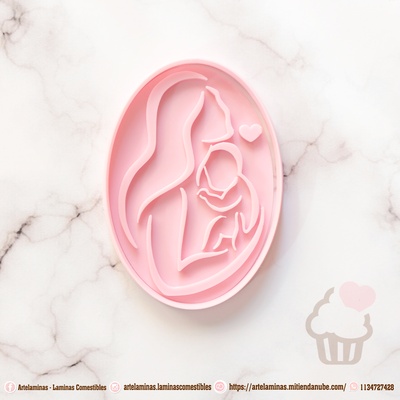 cortante pára galleta mamãe y bebe abraço casa feliz cocina pasteleria concurso grátis 3d print model - Mito3D