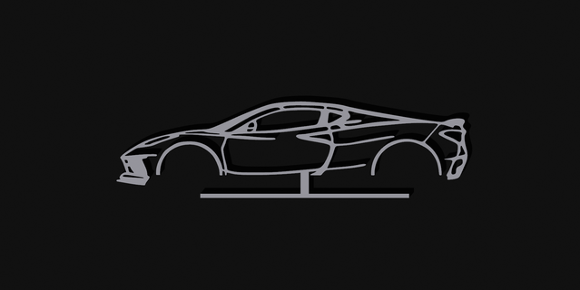 corvette c8 bureau silhouette art voiture 3d print model - Mito3D