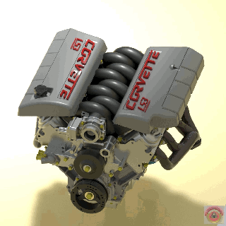 corvetta ls3 motore chevrolet ls lt schivare cadillac generale motori chevy camaro sfidante srt ls2 ls7 pontiac gmc t56 3d print model - Mito3D
