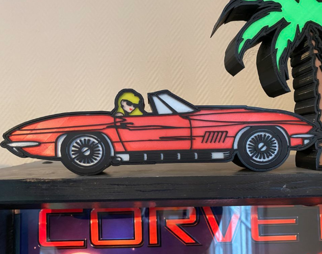 corvette sting ray led lamp c2 Art car pinball light first name 3D print model - Mito3D