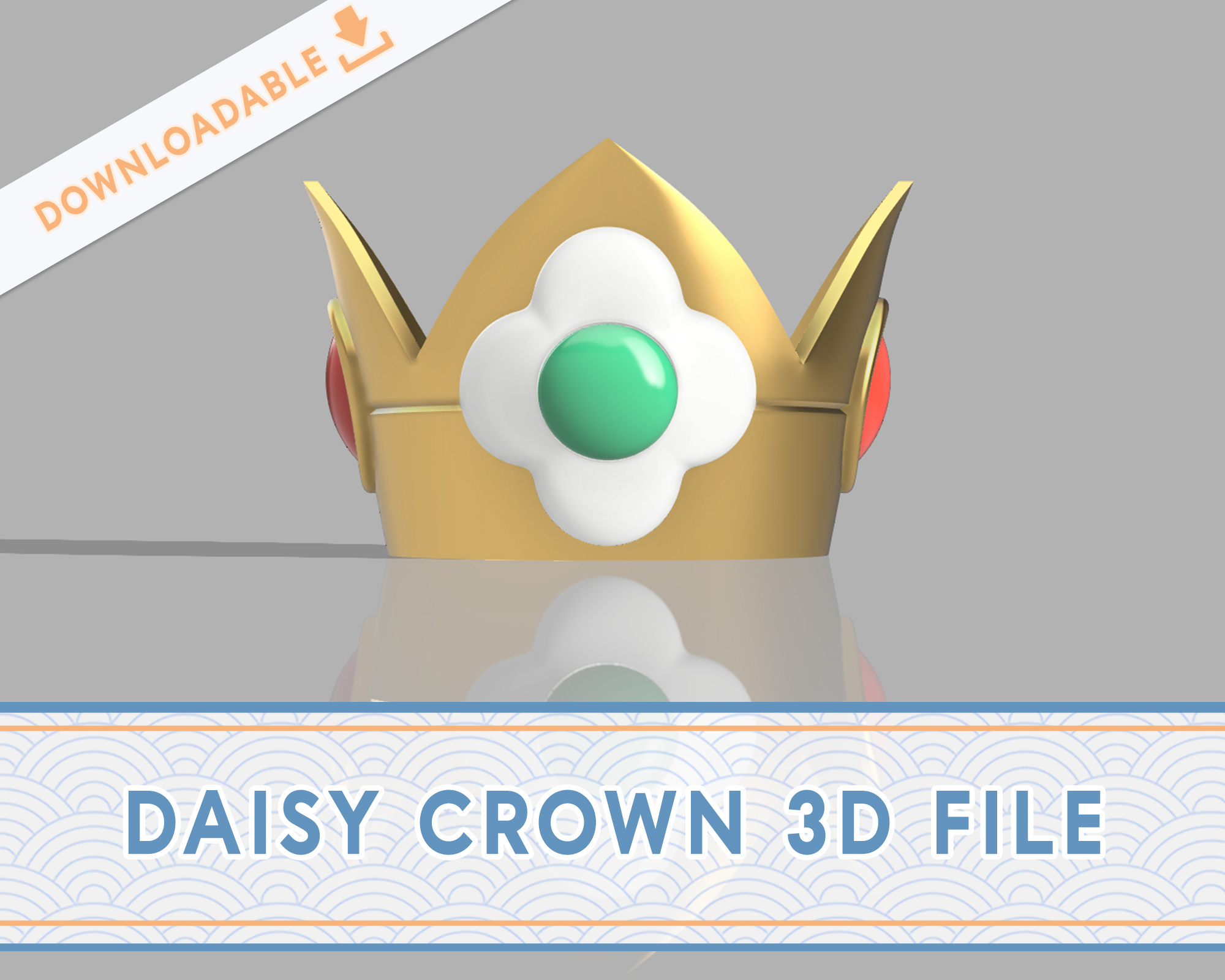 cosplay accessory princess daisy crown nintendo mario suit peach 3D print model - Mito3D