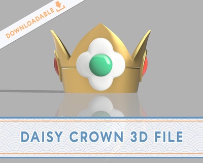 Cosplay Zubehörteil Prinzessin Gänseblümchen Krone Nintendo Mario passen Pfirsich 3d print model - Mito3D