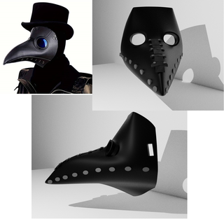 cosplay peste medico uccello maschera naso becco Halloween costume Accessori nero Morte 3d print model - Mito3D