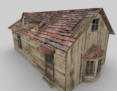 cottage wooden textured architecture 3d print model - Mito3D