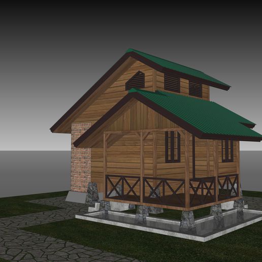 cottage house pondok rumah wood kayu 3D print model - Mito3D
