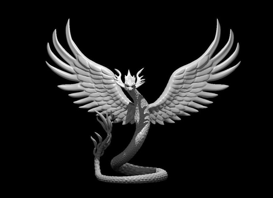 couatl updated game angel danger noodle dnd lizard snake snek wings toy 3d print model - Mito3D