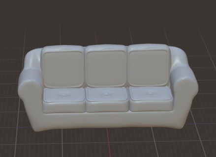 couch 3 seat Home design model toy doll dolls make believe kids house furniture 3d print model - Mito3D