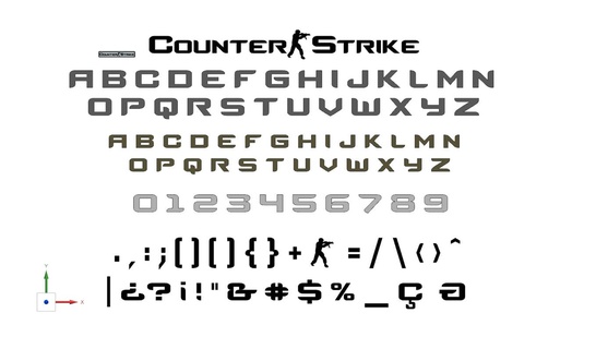 counter strike lettres Nombres logo jeu vidéo pc guerre zone images seconde texte alphabet sources personnages Police caractère vocabulaire 3dletters typographie 3d print model - Mito3D