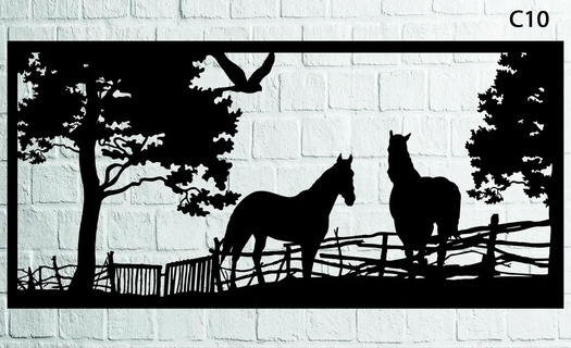 país caballos pared Arte caballo mesa deco campo 3d print model - Mito3D