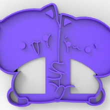 couple cats cookie cutter home animal love cat coockie 3d print model - Mito3D