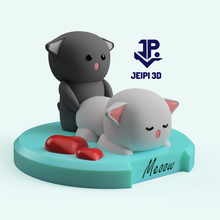 couple cats cute kittens chibby heart gadget valentine's day love 2022 february 14th chubby chibi anime pets pet mascot 3d print model - Mito3D