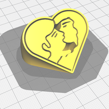 couple charm + extruded heart jewelry valentine's day love kiss 3d print model - Mito3D