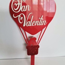couple heart balloon topper art valentine's day cake cupcake love 3d print model - Mito3D